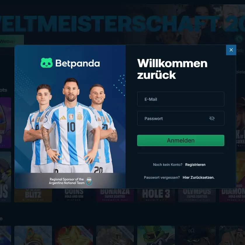 Login-Formular im Betpanda Casino