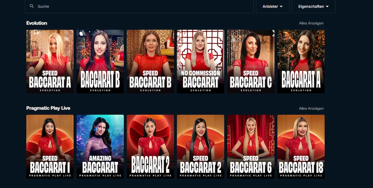 Live-Baccarat-Tisch bei Betpanda