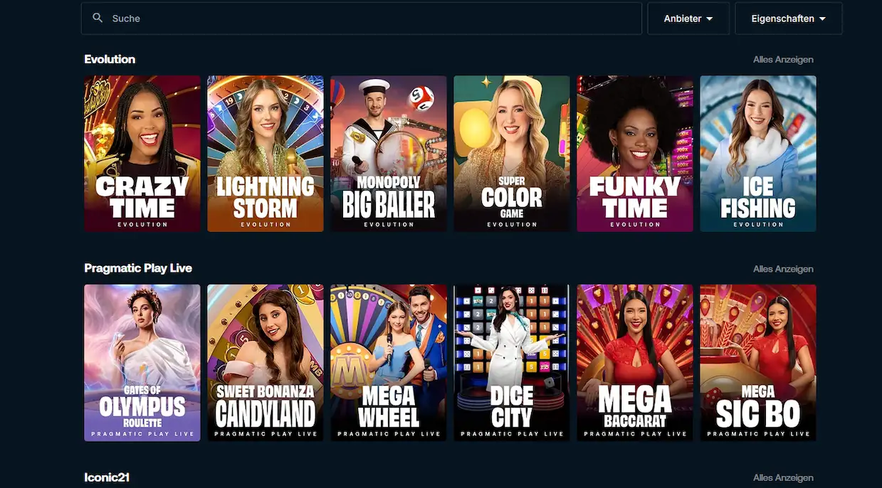 Game Shows und Provably-Fair-Originals bei Betpanda